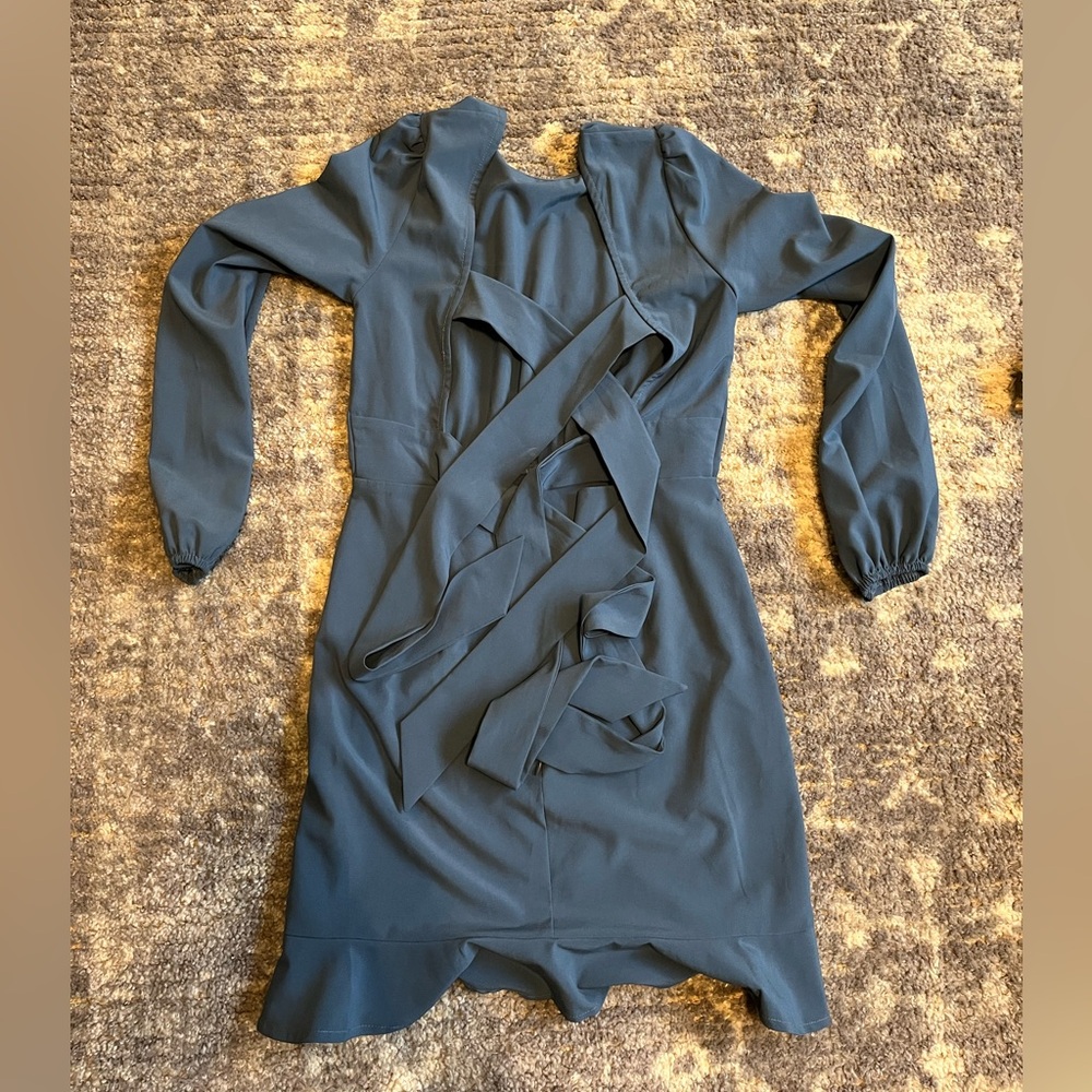 Dusty blue boutique dress.